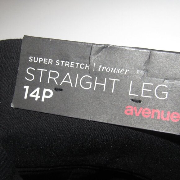 NWT AVENUE Straight Leg Super Stretch Trouser Black Career Pants Size 14 Petite - Picture 6 of 7